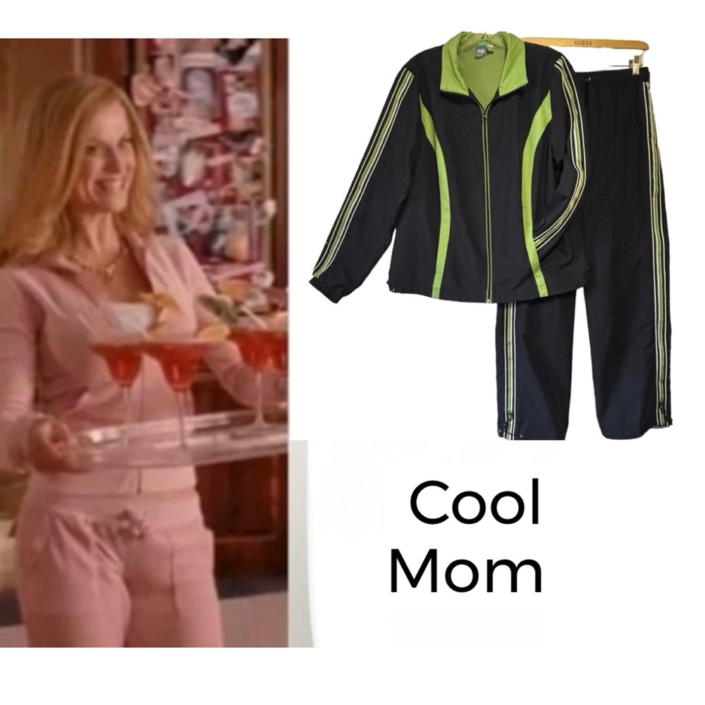 SJB Active Jogging Cool Mom Outfit Pants Sm Jacket Med blue gray green LIKE NEW